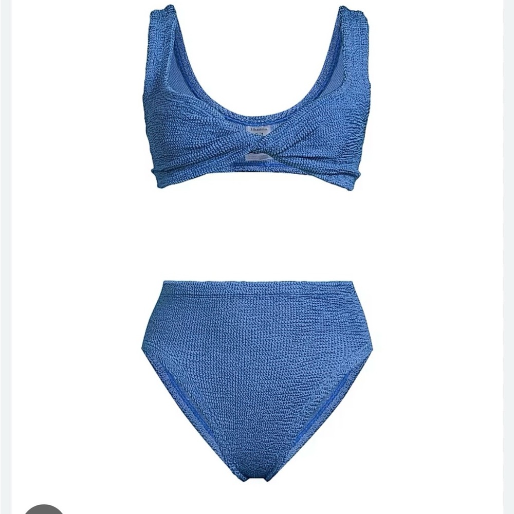 Hunza G Blue Jamie twist-front metallic seersucker bikini
Blue